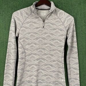 Smartwool Merino 250 Wool 1/4 Zip Base Layer Grey Patterned Shirt Women’s Large